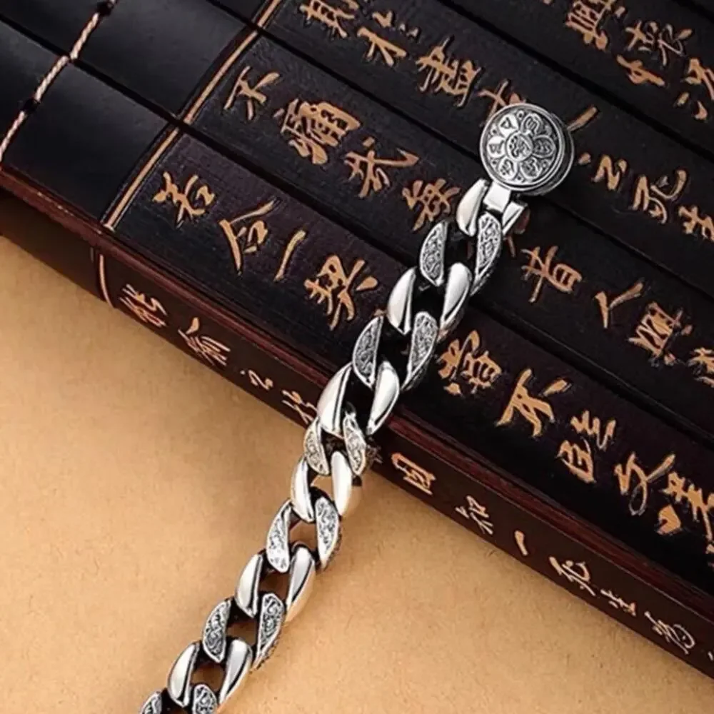 Stainless Steel Chain Link Bracelet, Mantra, Screwbar Curb Chain